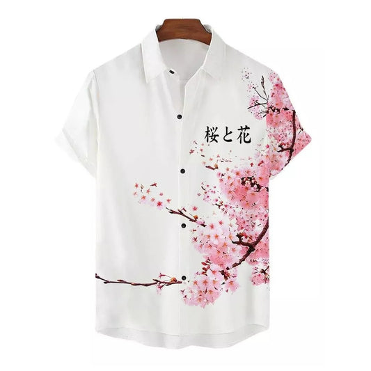 National Plum Blossom 3D Digital Printing Casual Fashion Shirt