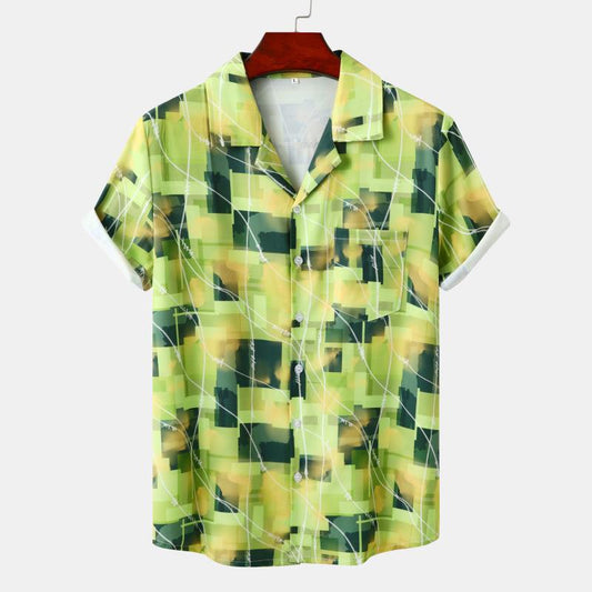 Men’s Printed Summer Casual Shirt – Short Sleeve Beach Style